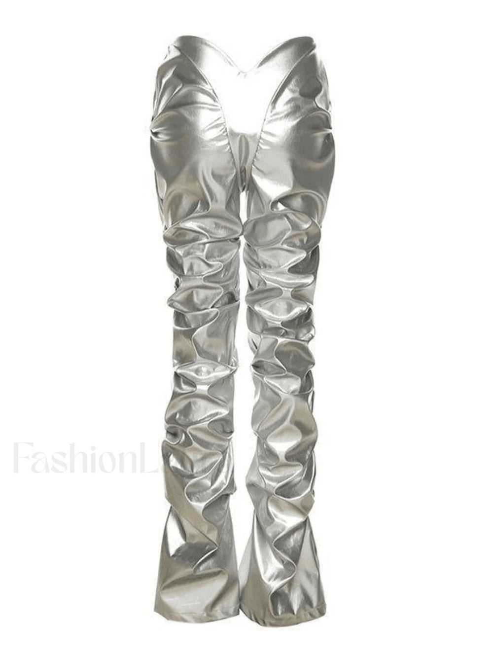 Stacked Low Waist Pu Pants Pants