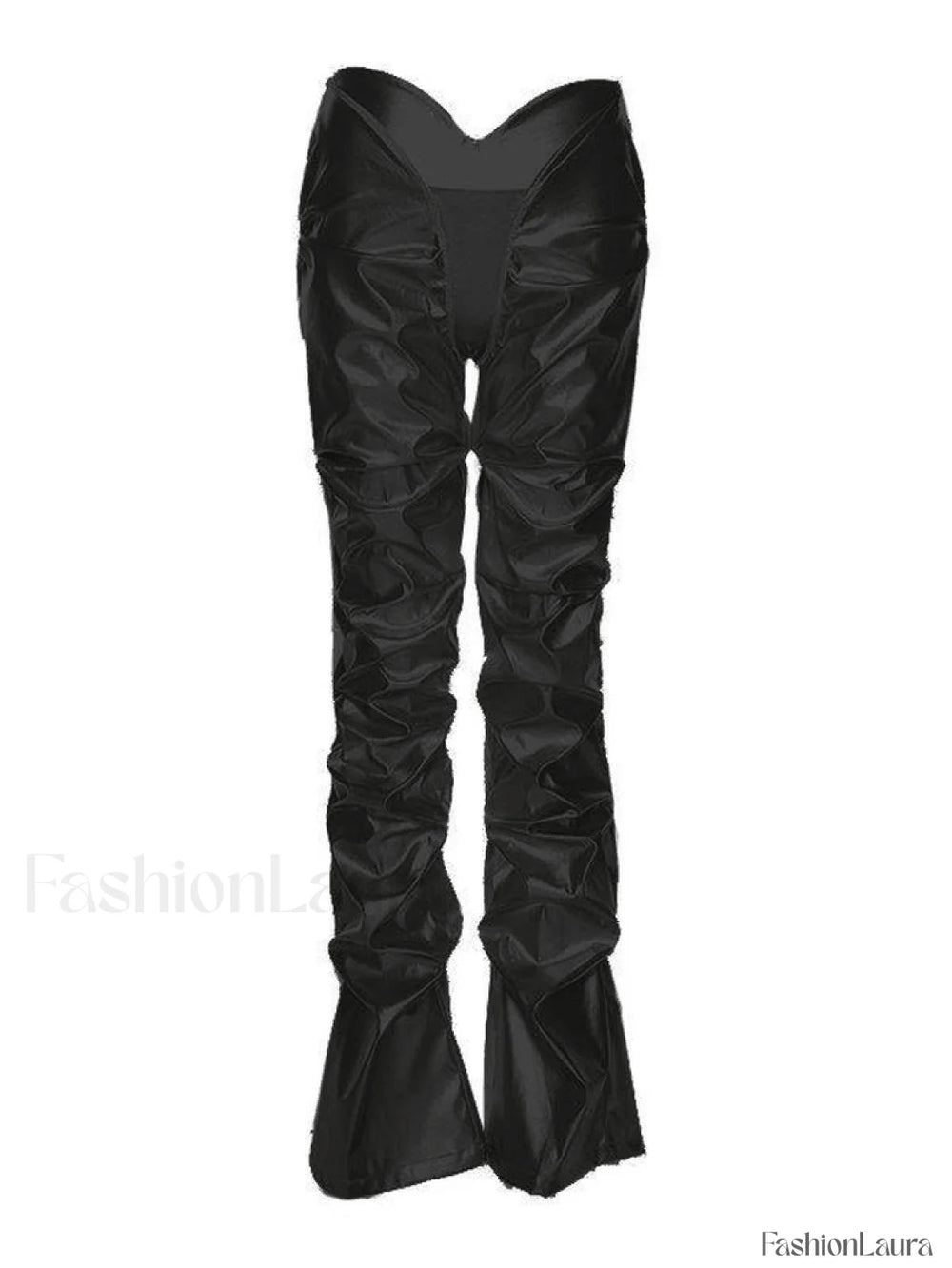 Stacked Low Waist Pu Pants Black / S Pants