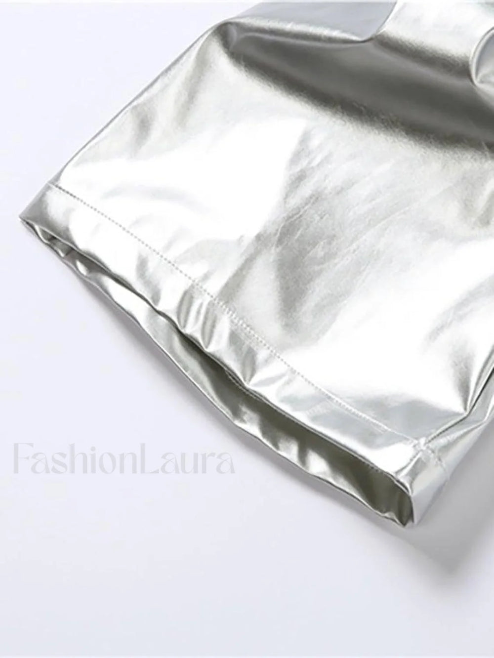 Stacked Low Waist Pu Pants Pants