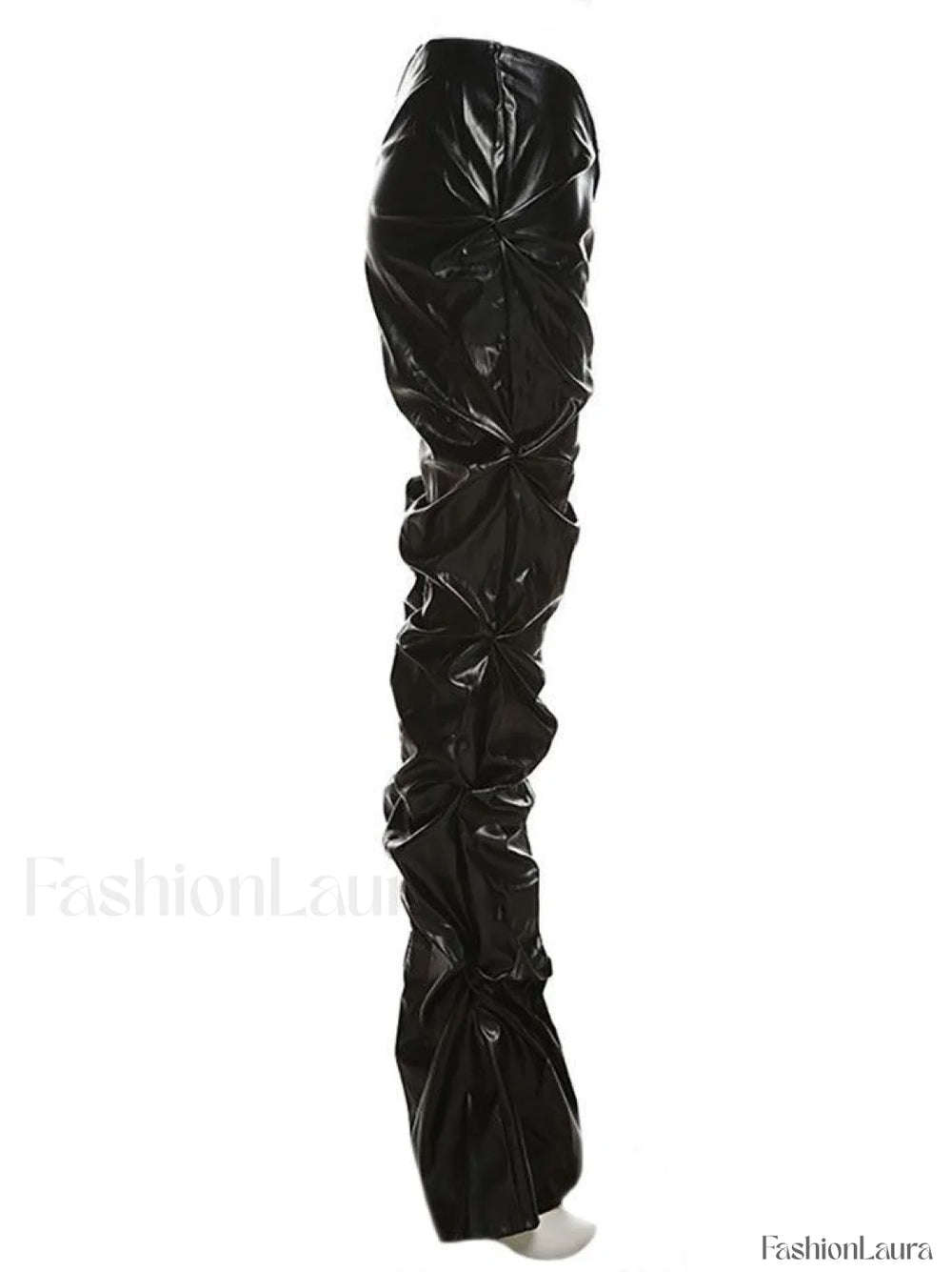 Stacked Low Waist Pu Pants Pants