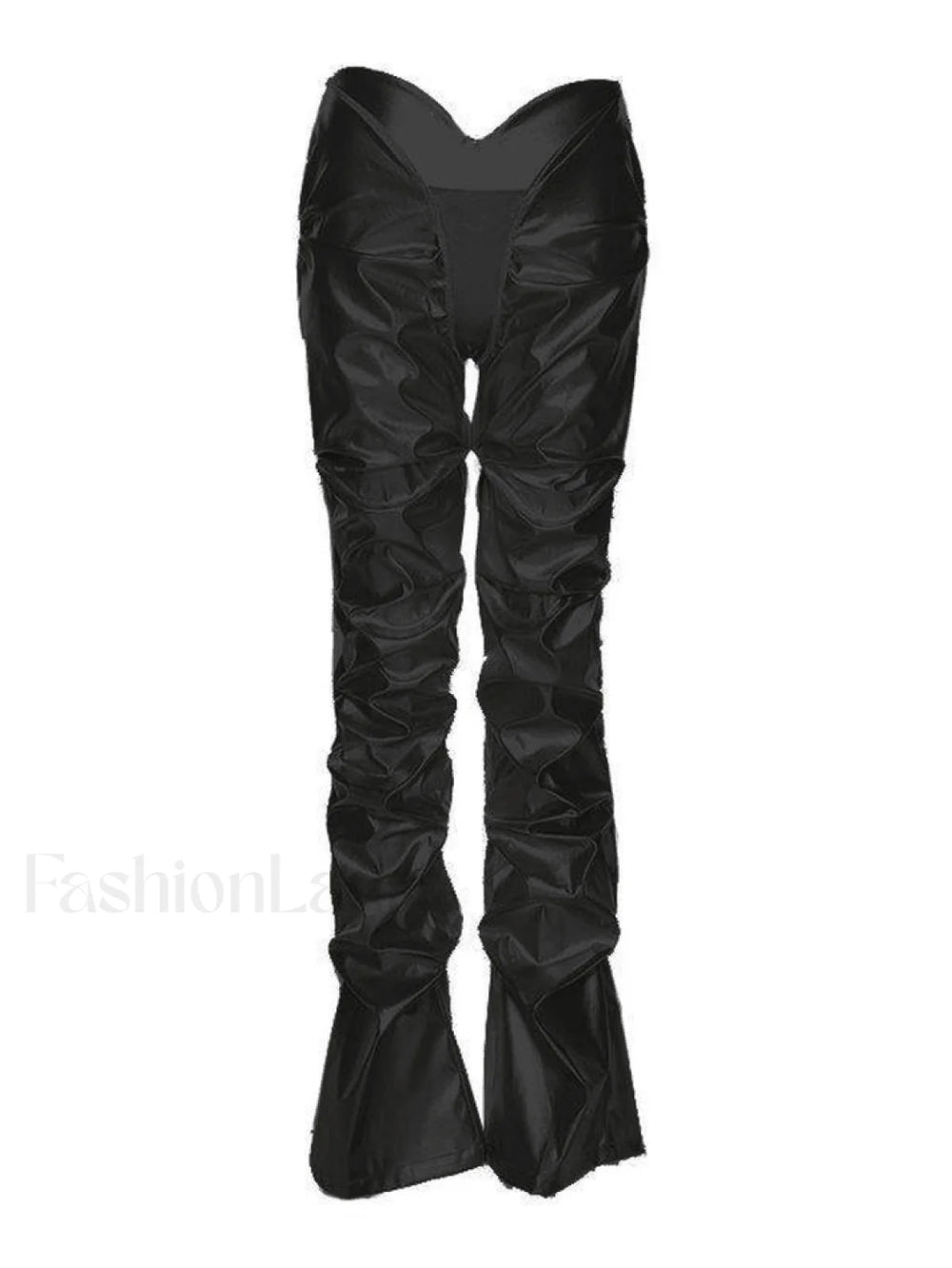 Stacked Low Waist Pu Pants Black / S Pants