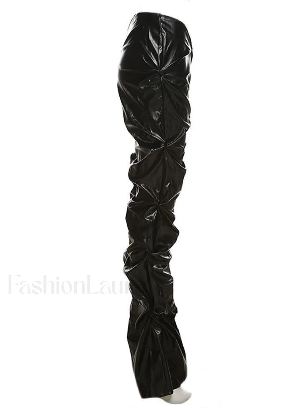 Stacked Low Waist Pu Pants Pants