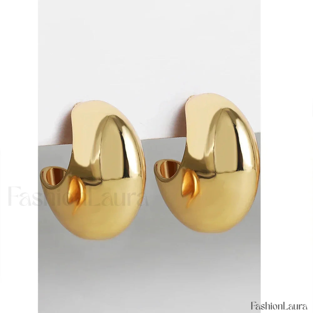 Stainless Steel Gold Plated Tear Drop Earrings Lightweight Smooth Metal Waterdrop Hoop Earring gold