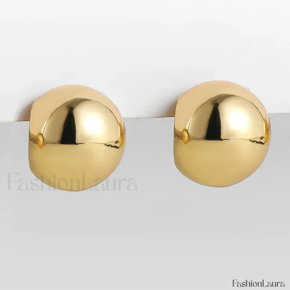 Stainless Steel Gold Plated Tear Drop Earrings Lightweight Smooth Metal Waterdrop Hoop Earring gold ball