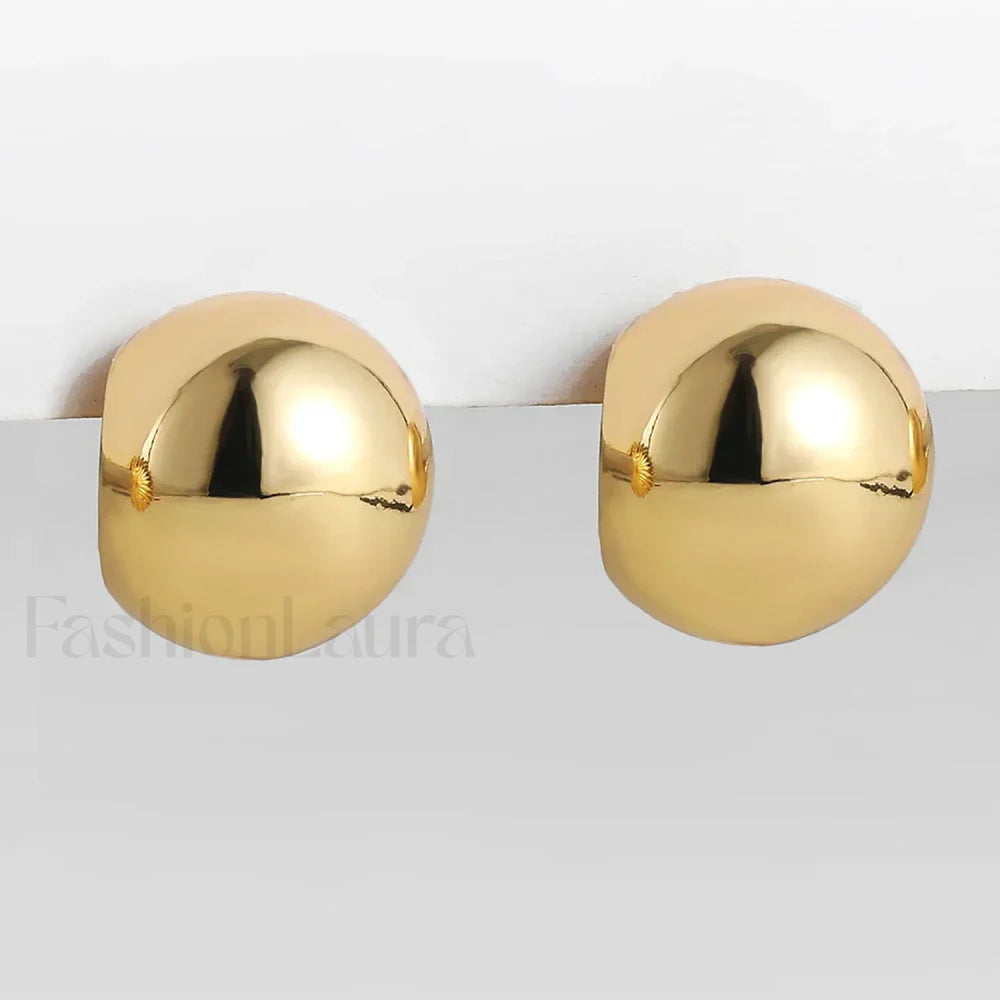 Stainless Steel Gold Plated Tear Drop Earrings Lightweight Smooth Metal Waterdrop Hoop Earring gold ball