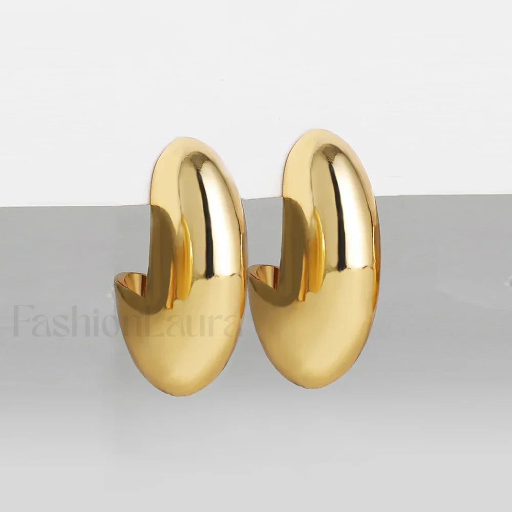 Stainless Steel Gold Plated Tear Drop Earrings Lightweight Smooth Metal Waterdrop Hoop Earring gold ring