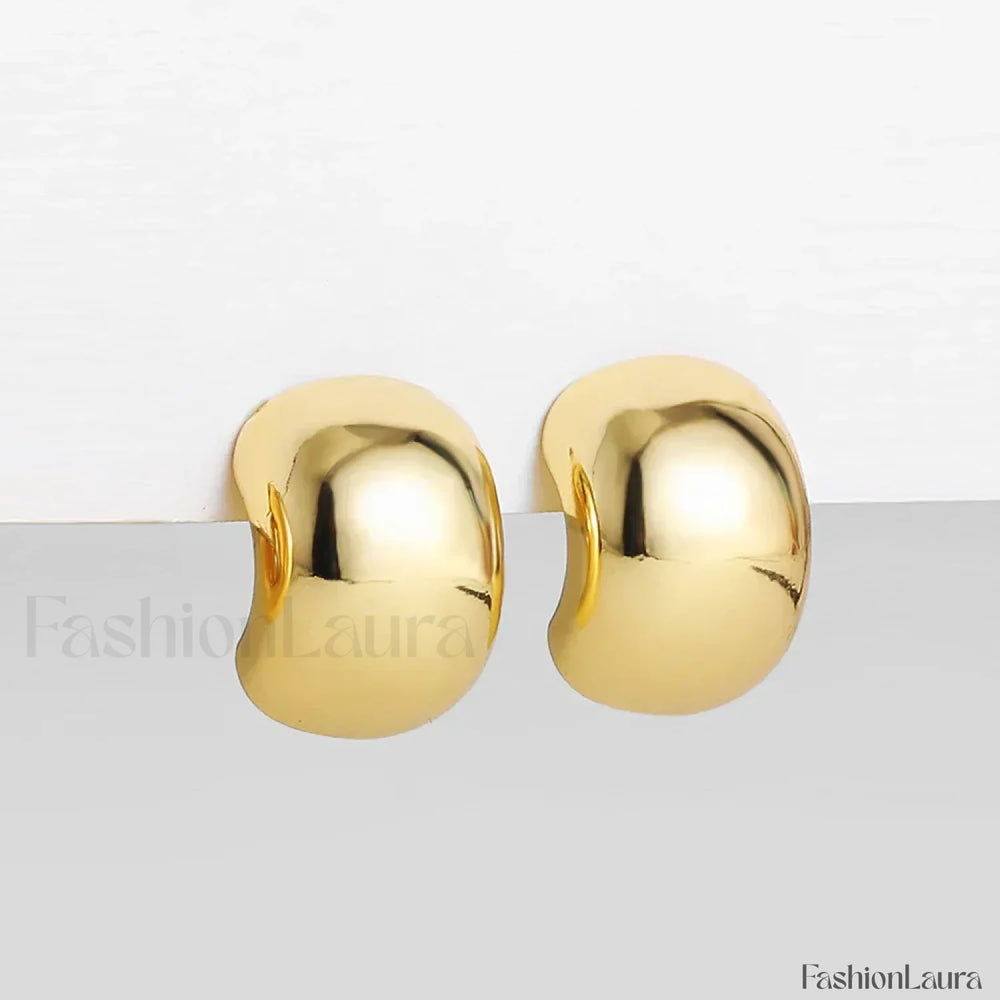 Stainless Steel Gold Plated Tear Drop Earrings Lightweight Smooth Metal Waterdrop Hoop Earring Gold Ring