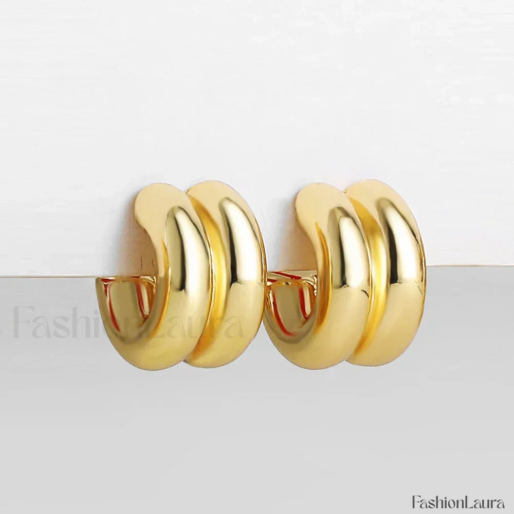 Stainless Steel Gold Plated Tear Drop Earrings Lightweight Smooth Metal Waterdrop Hoop Earring Gold Rings