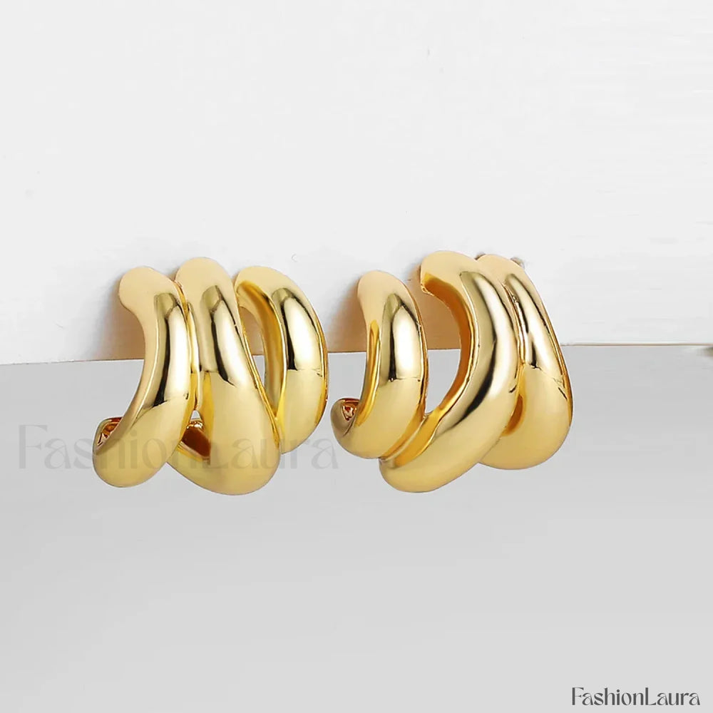 Stainless Steel Gold Plated Tear Drop Earrings Lightweight Smooth Metal Waterdrop Hoop Earring gold rings