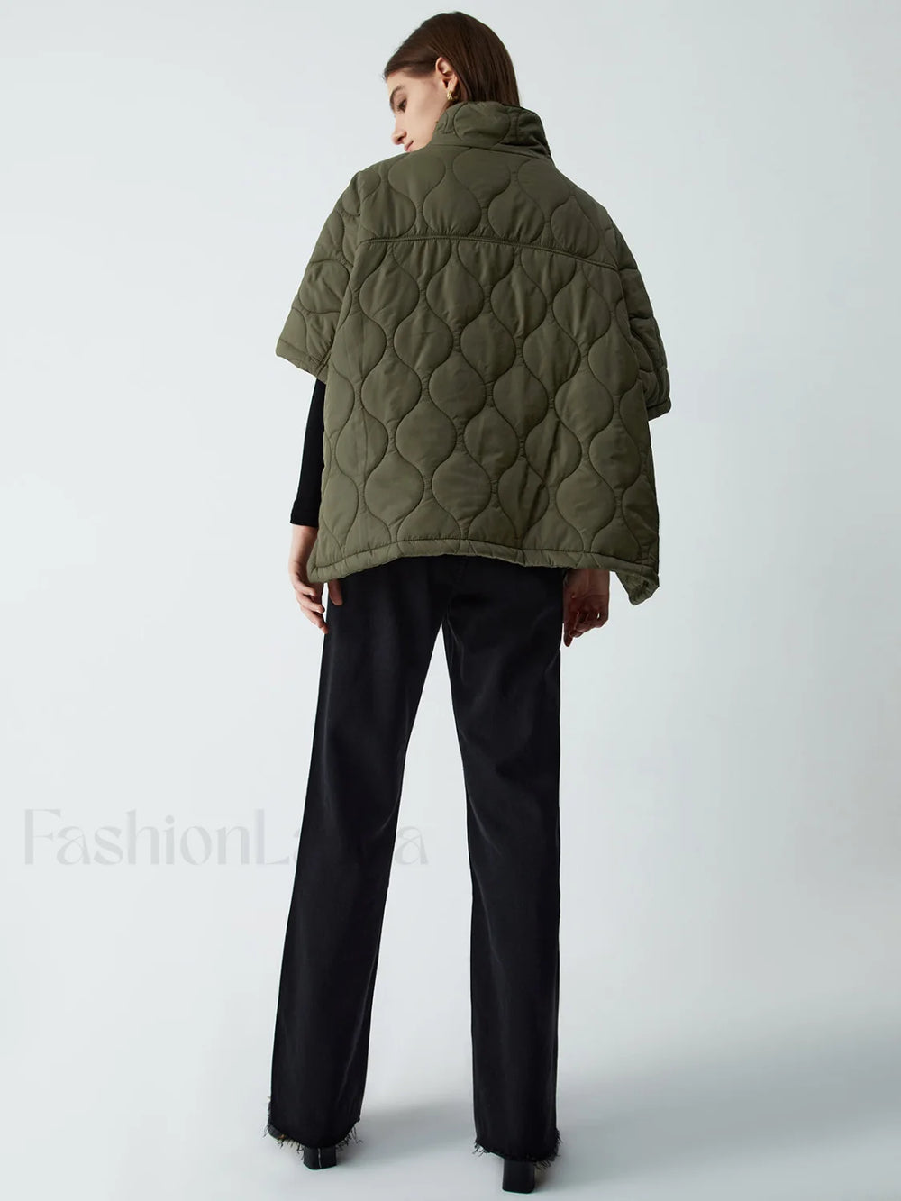 Stand Collar Quilted Trendy Puffer Cape Coat Winter Coats