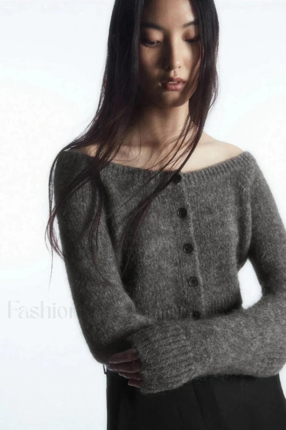 Standard Fit Wide Neck Cardigan