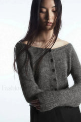 Standard Fit Wide Neck Cardigan