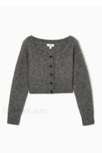 Standard Fit Wide Neck Cardigan Grey / S