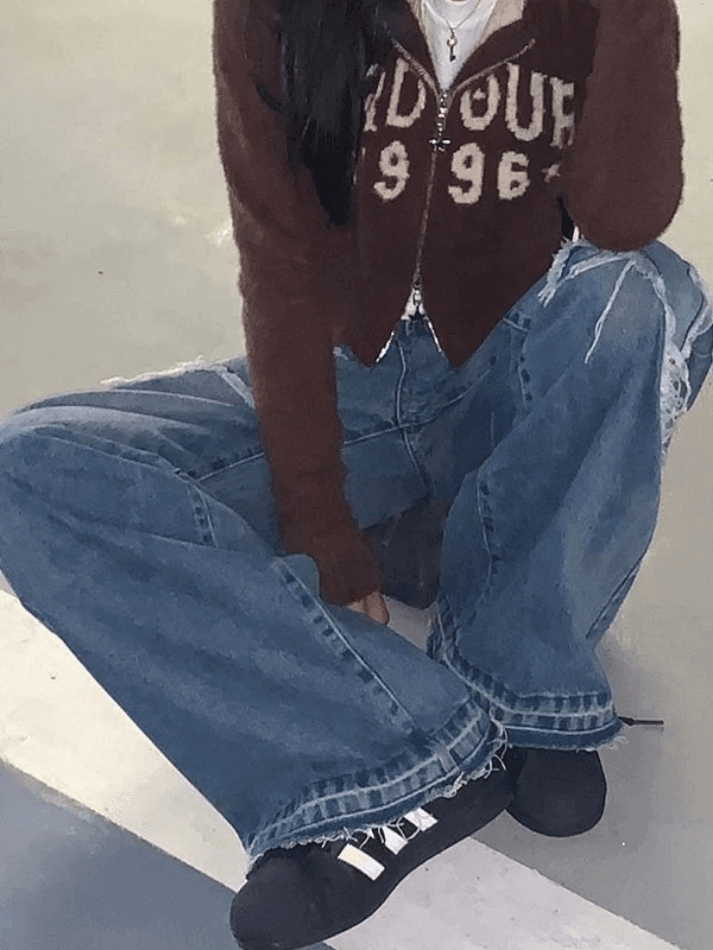 Star Patch Distressed Blue Boyfriend Jeans Jeans