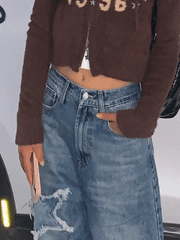 Star Patch Distressed Blue Boyfriend Jeans Jeans