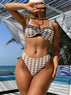 Steel Support Spicy Gather Bikini Set Dark Brown / S