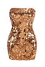 Stergiani Sequin Stylish Strapless Mini Dress XS / Champagne