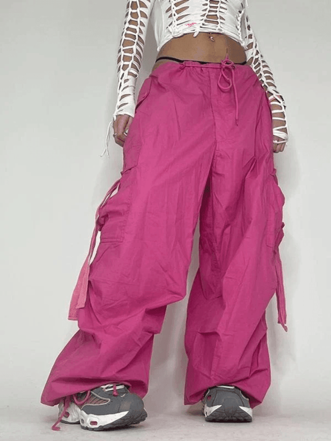 Strap Detail Y2K Cargo Pants Pink / S Pants Main image