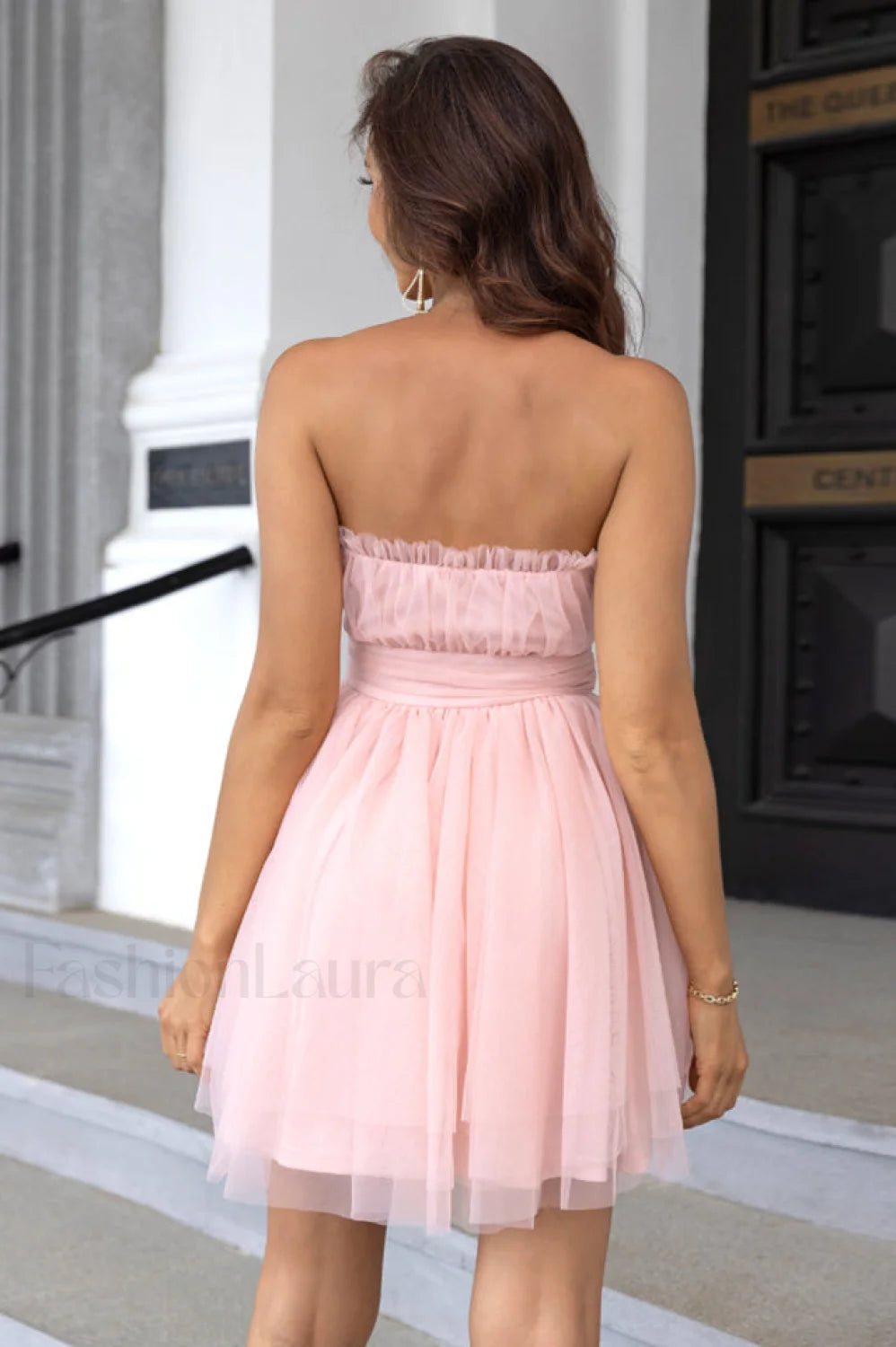 Strapless A Line Charming Tulle Homecoming Dress
