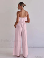 Strapless Backless Pajama Pants Two Piece Set