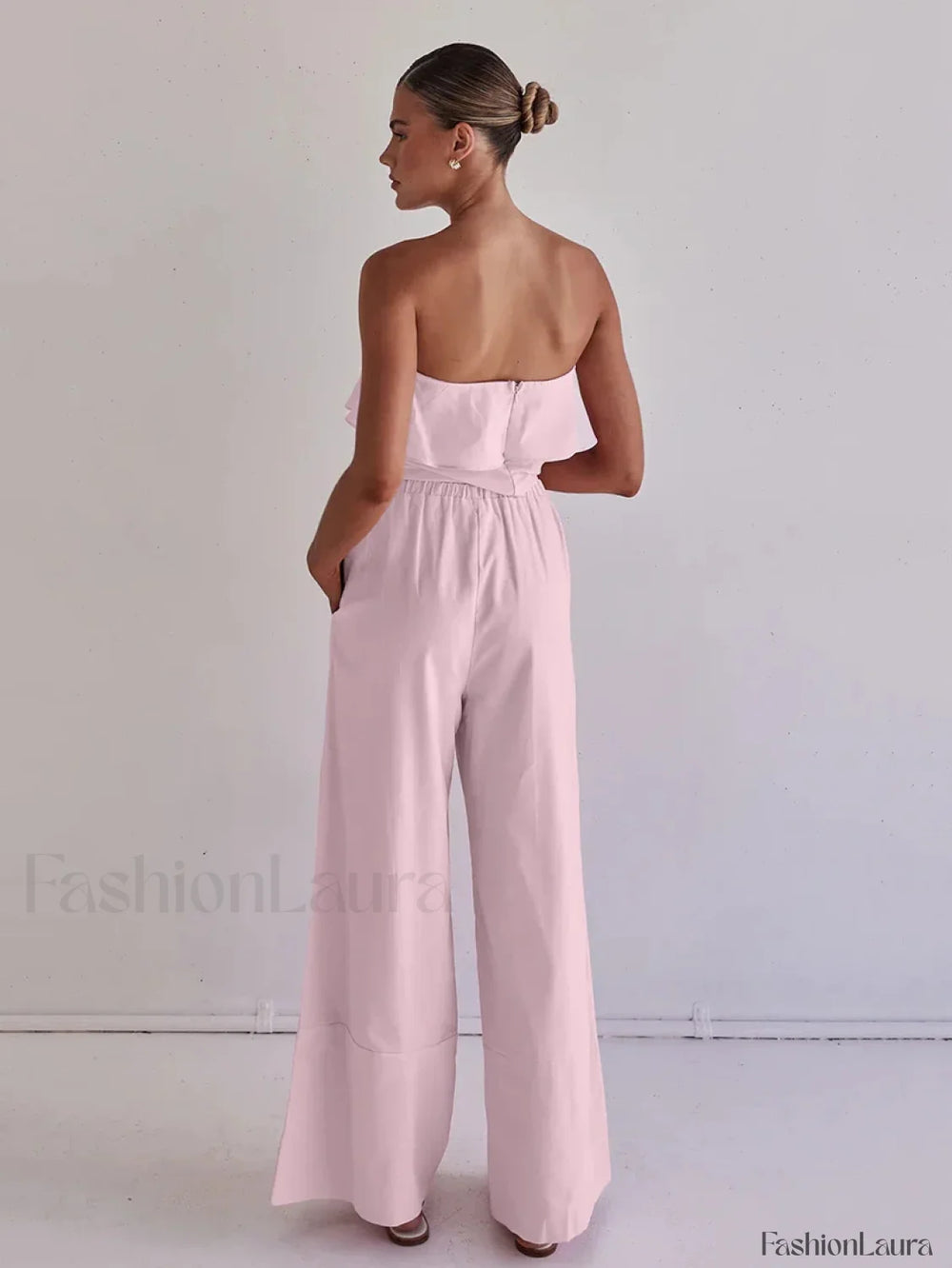 Strapless Backless Pajama Pants Two Piece Set