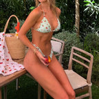 Strapless Floral Tie Back Bikini Set