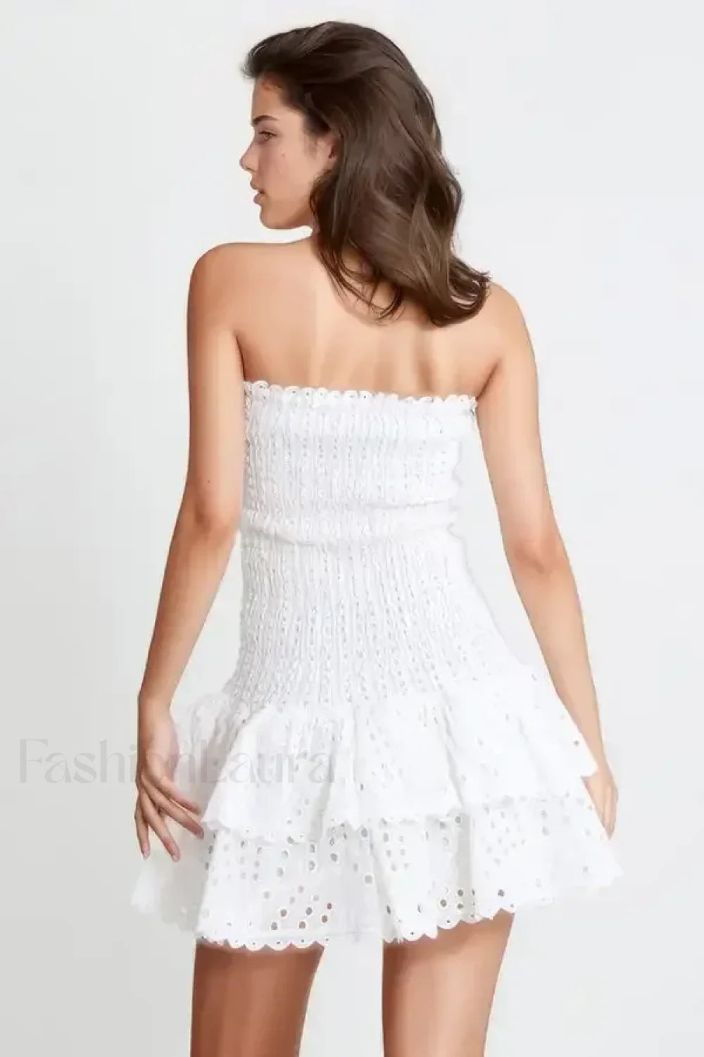 Strapless Flower Embroidery Mini Dress