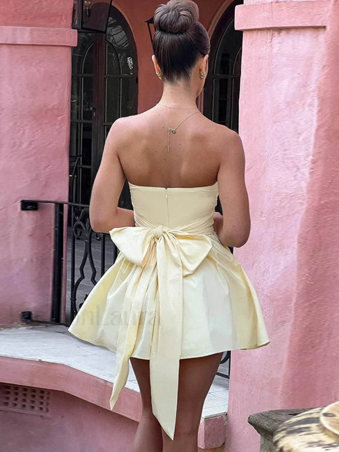 Strapless Ruffle Bodycon Mini Dress