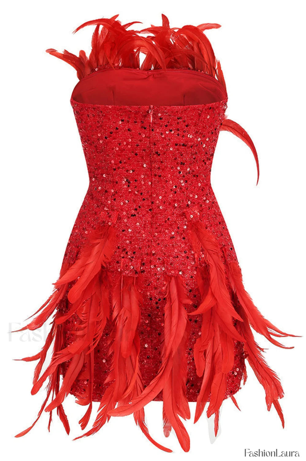 Strapless Sequin Feather Charming Embellished Mini Dress Party Dresses L