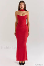 Strapless Skirt Two Piece Maxi Dress Red / XS