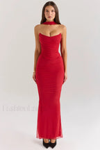 Strapless Skirt Two Piece Maxi Dress Red / XS
