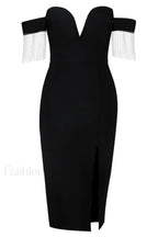 Strapless Slit Stylish Bandage Dress S / Black