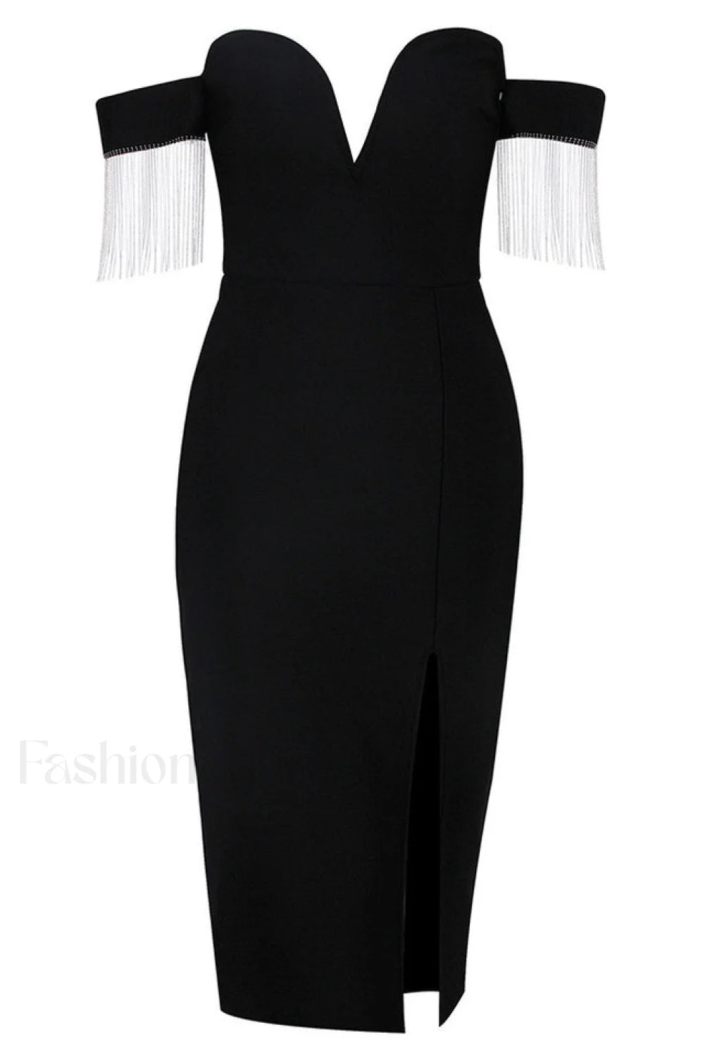 Strapless Slit Stylish Bandage Dress S / Black