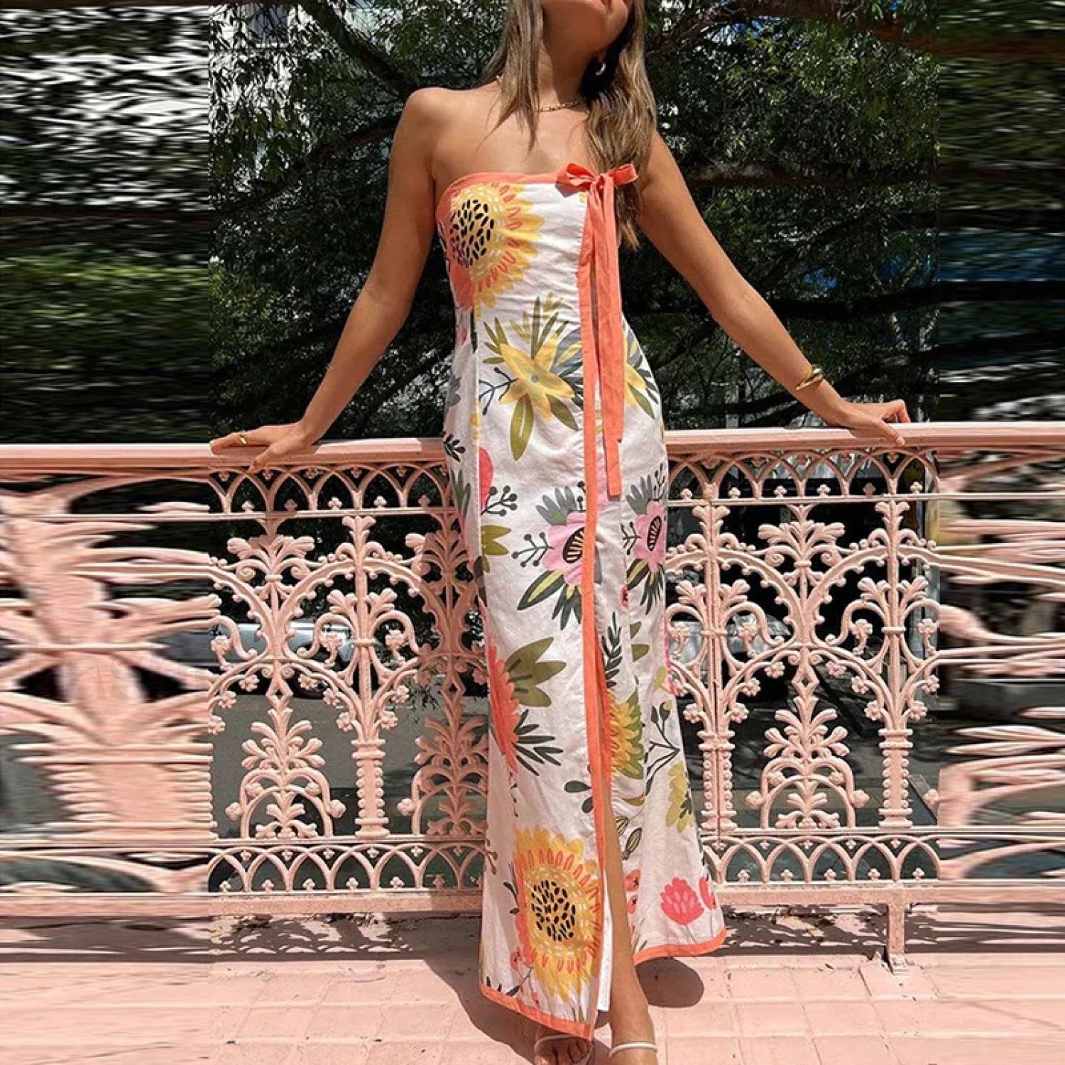 Strapless Split Floral Dress Secondary image
