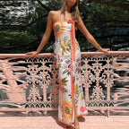 Strapless Split Floral Dress 01 Print / S
