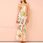 Strapless Split Floral Dress