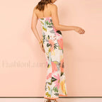 Strapless Split Floral Dress