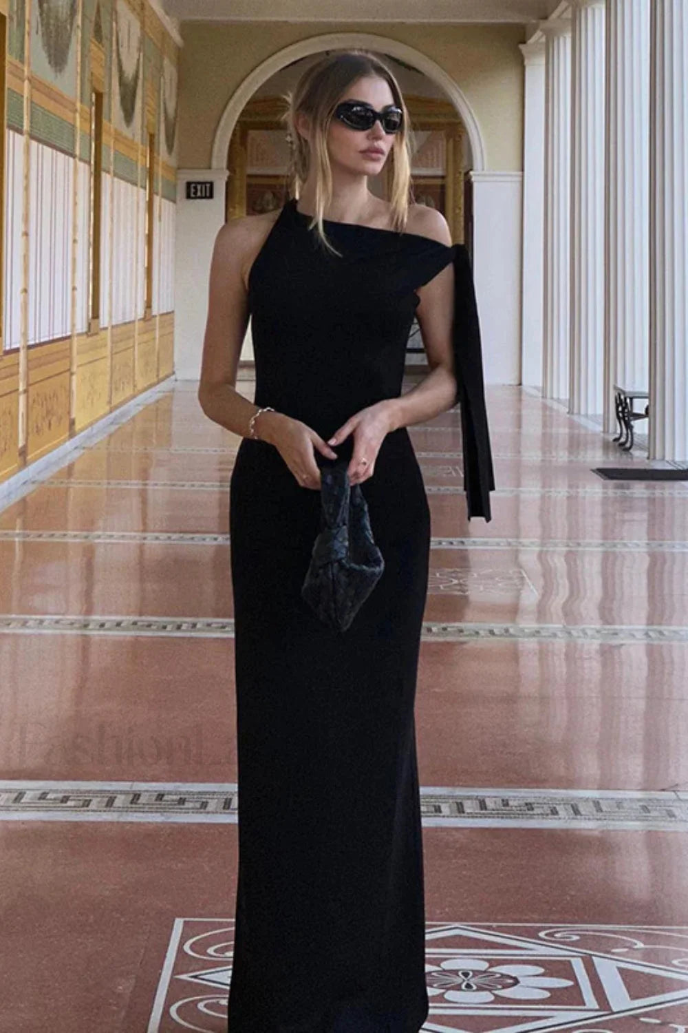 Strappy Simple Style Bodycon Maxi Dress Black / S