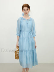Strappy Two Piece Midi Dress Blue / XS