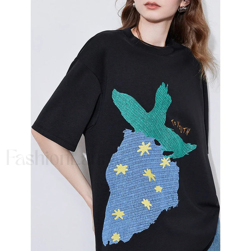 Strawberry Embroidered Loose T Shirt