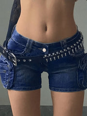 Street Low Rise Denim Shorts Blue / S Shorts