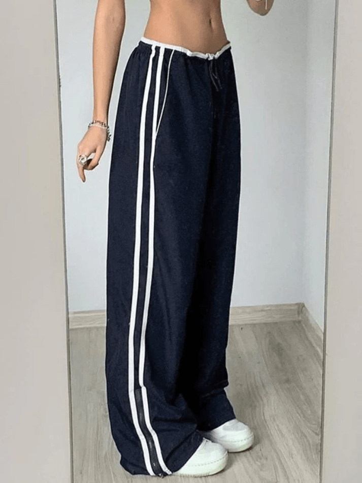 Street Ribbon Contrast Color Wide Leg Pants Secondary image