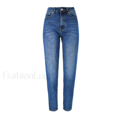 Street Style High Waist Faded Trim Skinny Leg Jeans Blue XL / Blue Jeans