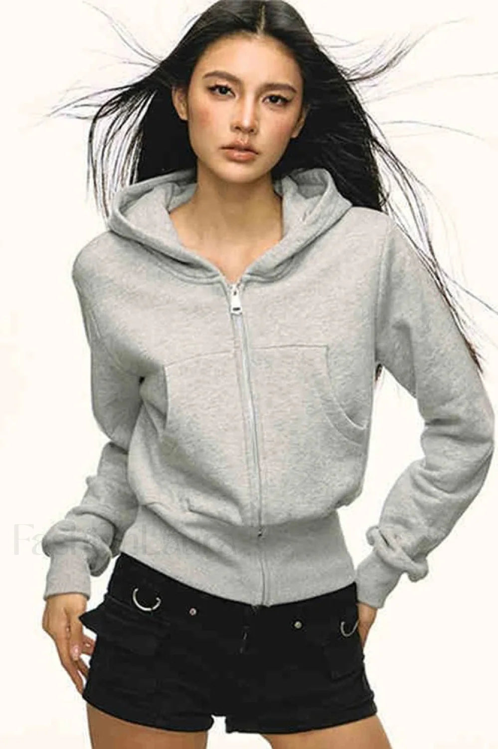 Streetwear Casual Long Sleeve Hoodie Grey / S