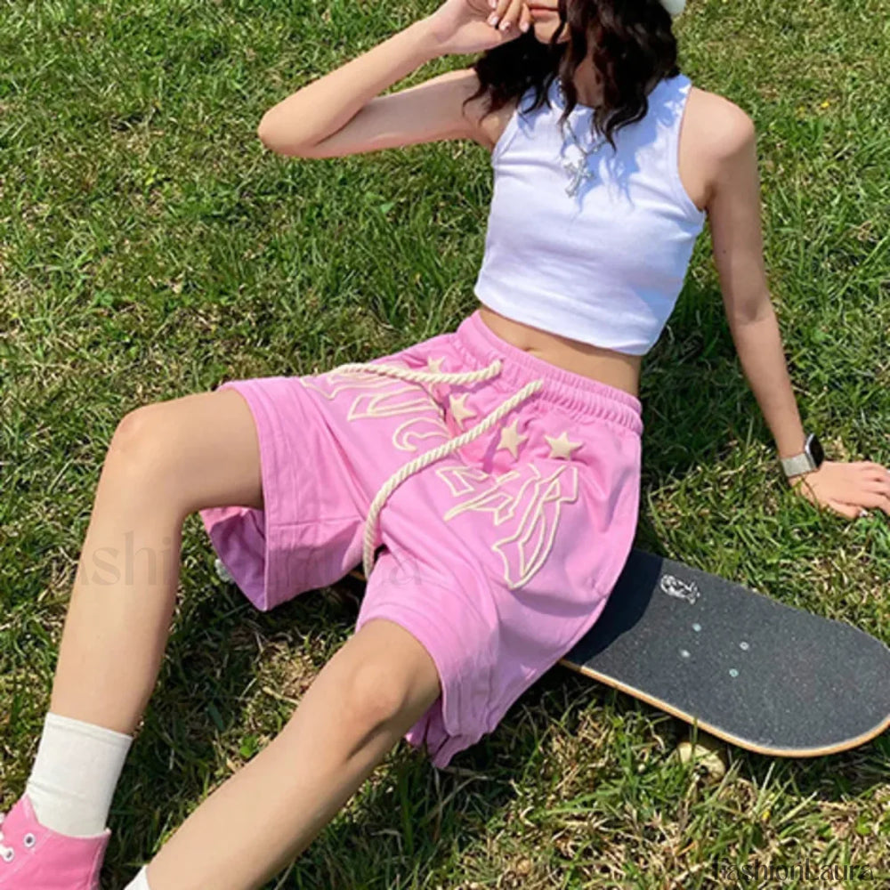 Streetwear Pink Skateboard Jogging Short