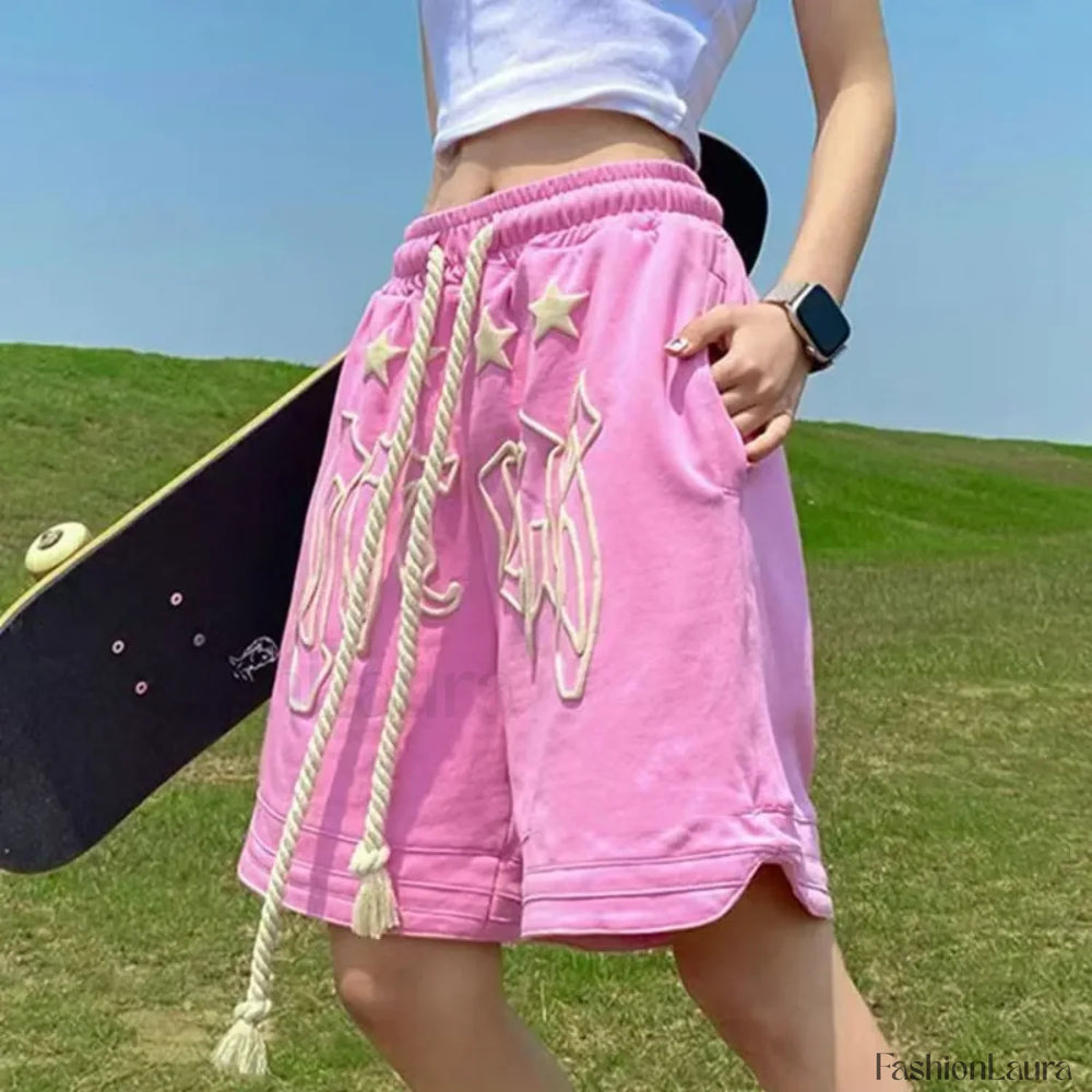 Streetwear Pink Skateboard Jogging Short