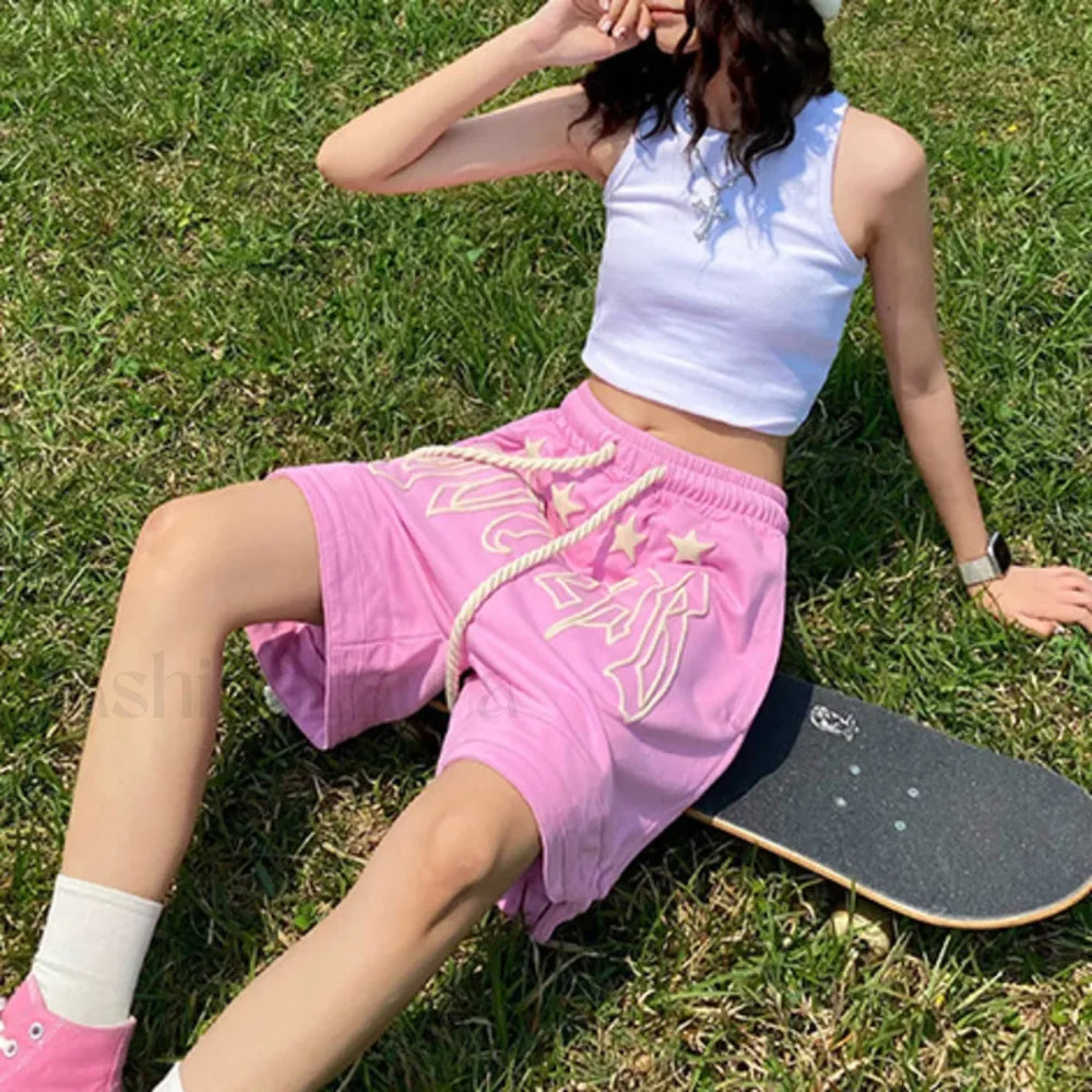 Streetwear Pink Skateboard Jogging Short