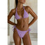 String Solid Two Piece Bikini Set purple / S