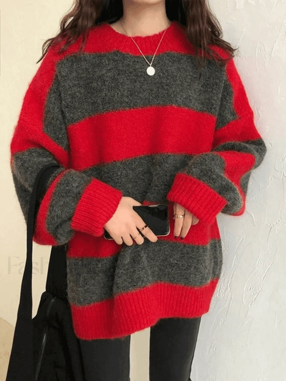 Stripe Pullover Sweater Red / ONE SIZE Sweaters
