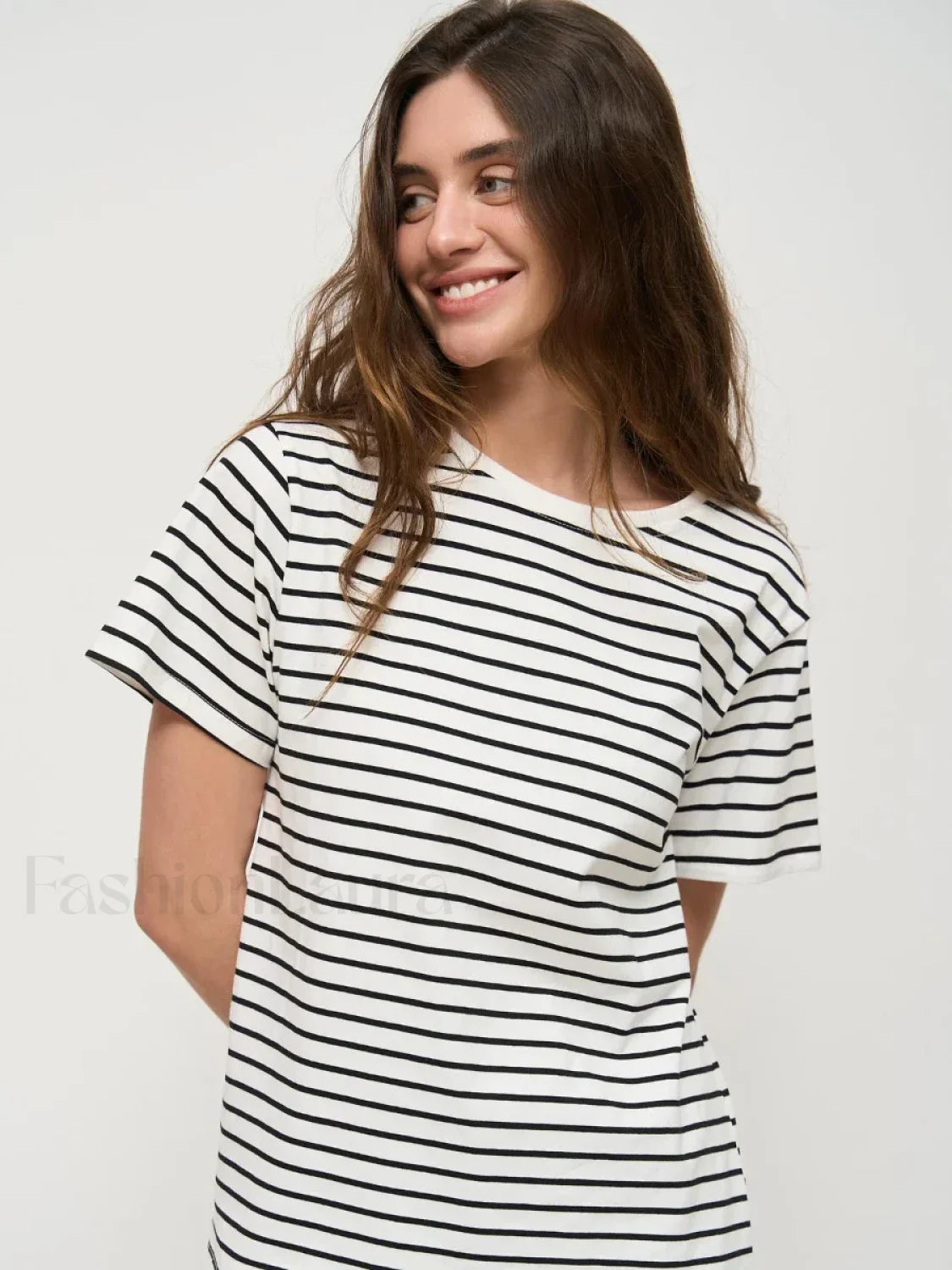 Striped Cotton Knitted Casual T-Shirt Secondary image
